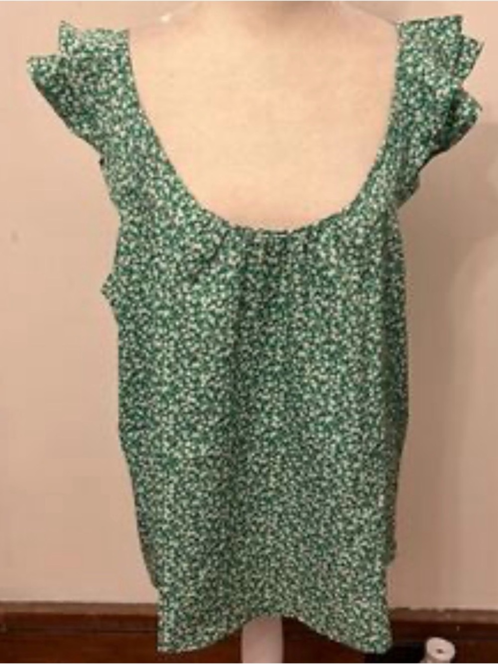 💚 PAPERMOON Green Floral Flutter Cami Top